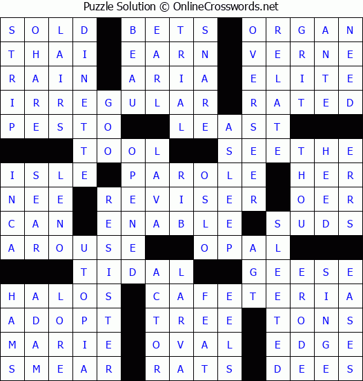 Solution for Crossword Puzzle #80670