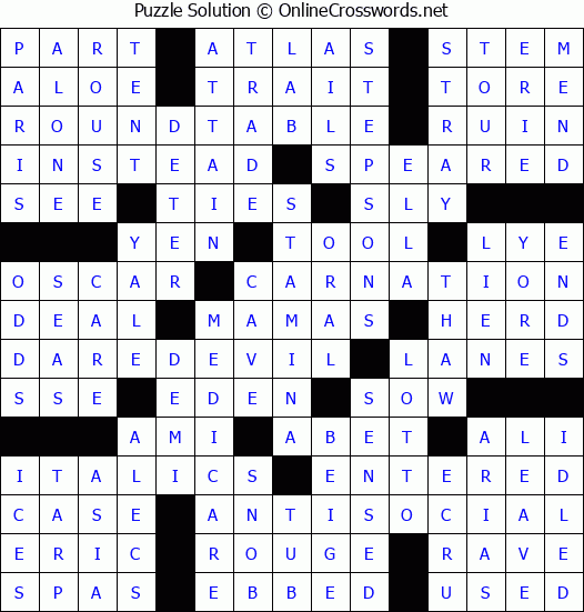 Solution for Crossword Puzzle #80883