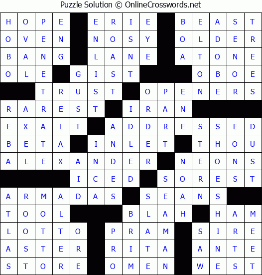 Solution for Crossword Puzzle #80885
