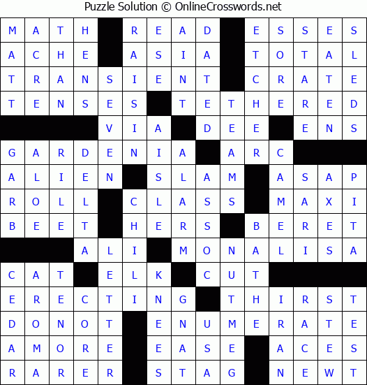 Solution for Crossword Puzzle #81068