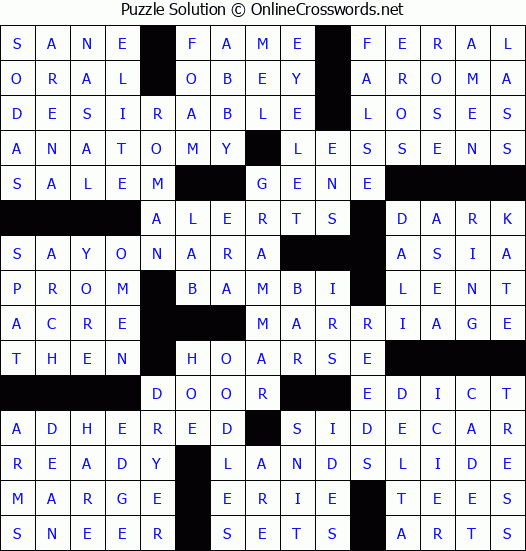Solution for Crossword Puzzle #81216