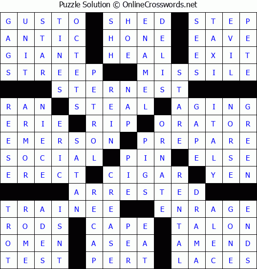 Solution for Crossword Puzzle #81222