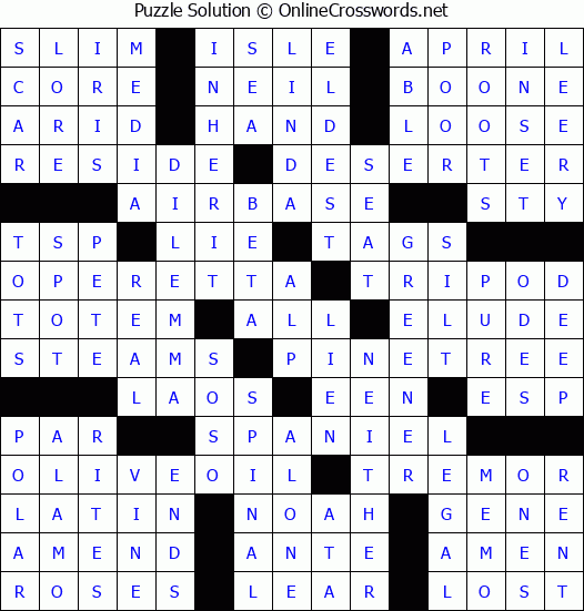 Solution for Crossword Puzzle #81294