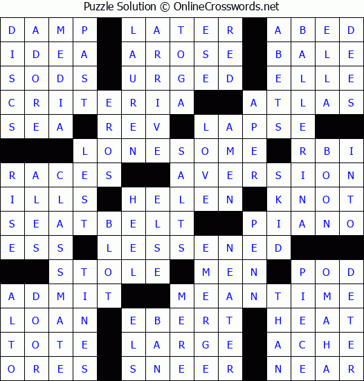 Solution for Crossword Puzzle #81504