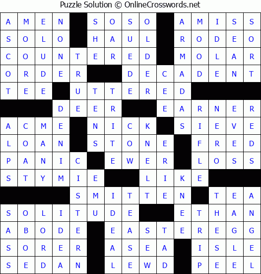Solution for Crossword Puzzle #81682