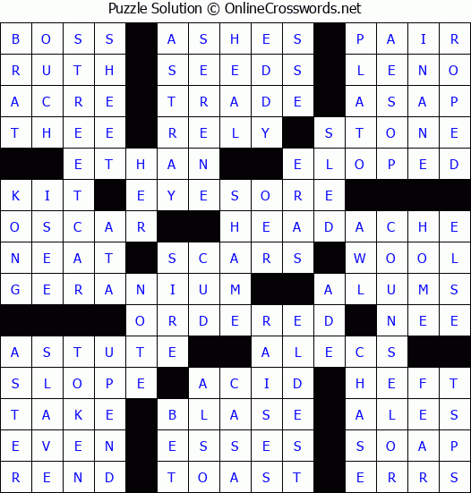 Solution for Crossword Puzzle #81702