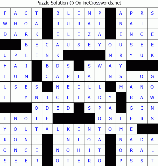 Solution for Crossword Puzzle #8172