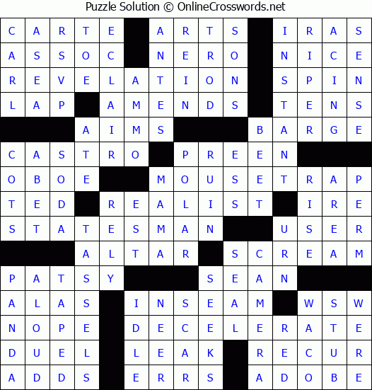 Solution for Crossword Puzzle #81898