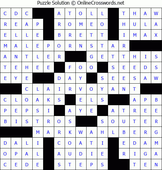 Solution for Crossword Puzzle #8190