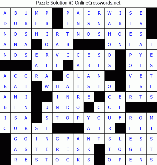 Solution for Crossword Puzzle #8191