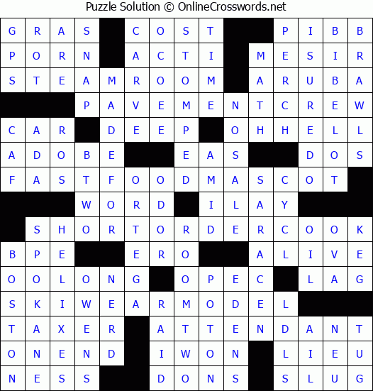 Solution for Crossword Puzzle #8192