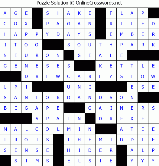 Solution for Crossword Puzzle #8196