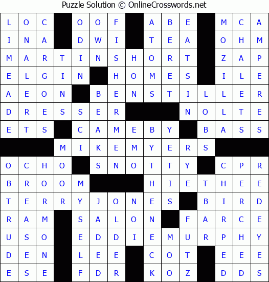 Solution for Crossword Puzzle #8198