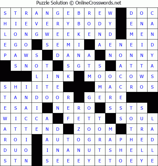 Solution for Crossword Puzzle #8199