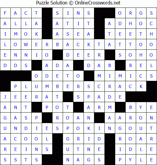 Solution for Crossword Puzzle #8202