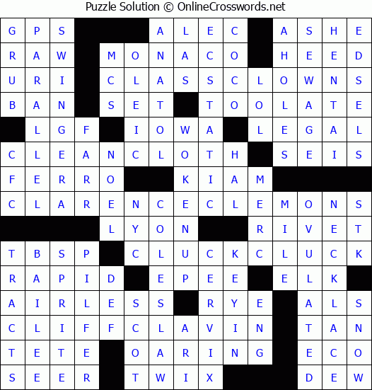 Solution for Crossword Puzzle #8203