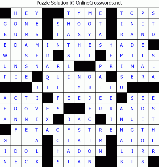 Solution for Crossword Puzzle #8204