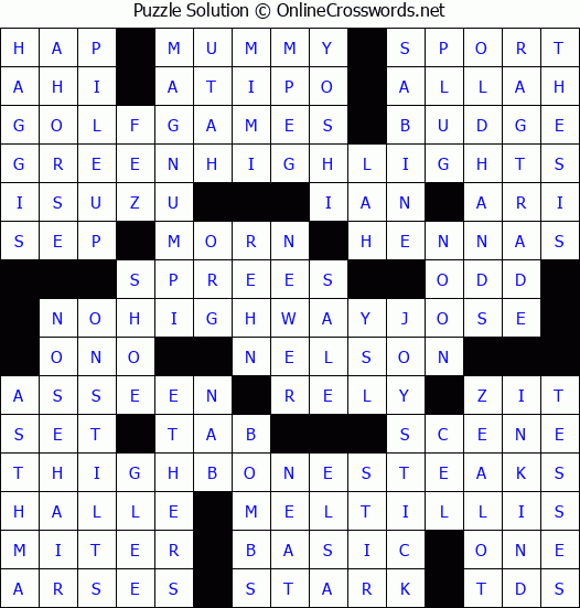 Solution for Crossword Puzzle #8210