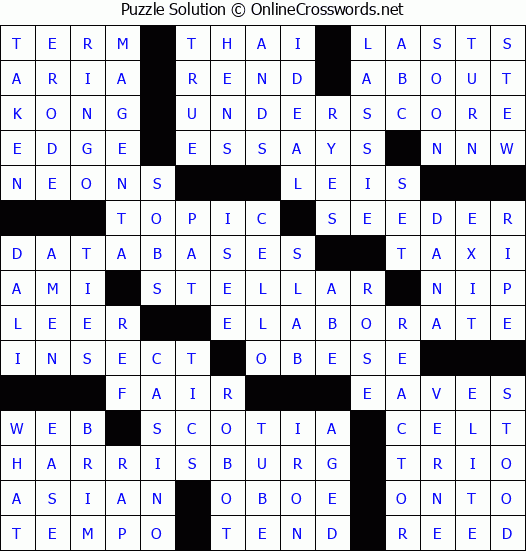 Solution for Crossword Puzzle #82361