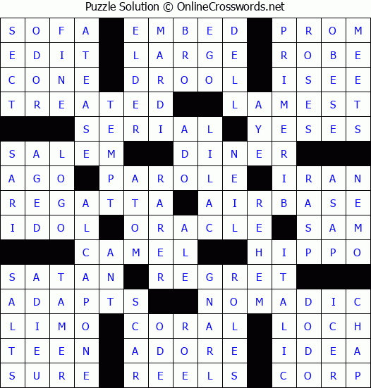 Solution for Crossword Puzzle #82439
