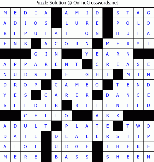 Solution for Crossword Puzzle #82491
