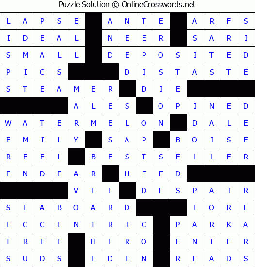 Solution for Crossword Puzzle #82496