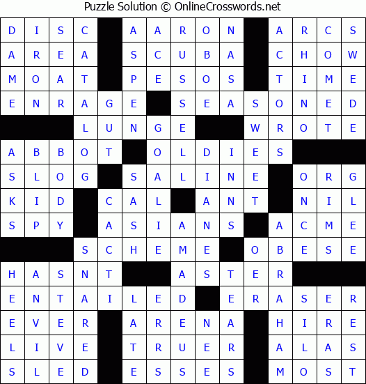 Solution for Crossword Puzzle #82548