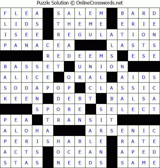 Solution for Crossword Puzzle #82607