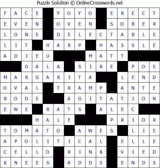 Solution for Crossword Puzzle #82654