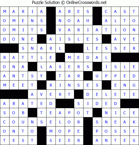 Solution for Crossword Puzzle #82661