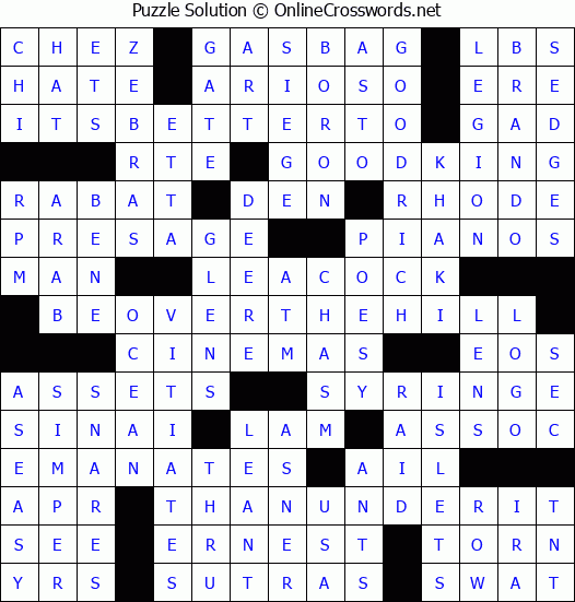 Solution for Crossword Puzzle #8276