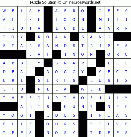 Solution for Crossword Puzzle #8279