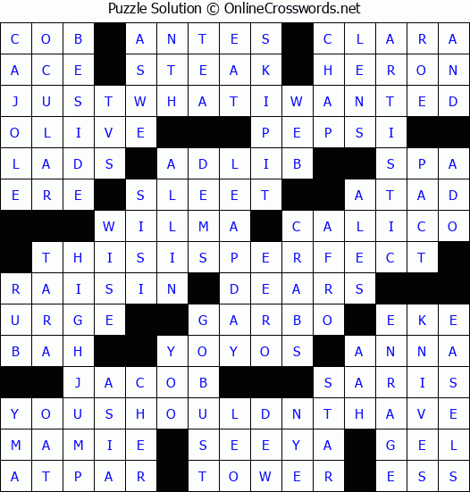 Solution for Crossword Puzzle #8281