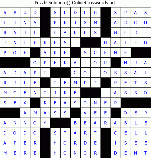 Solution for Crossword Puzzle #82819
