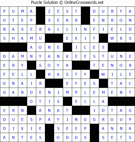 Solution for Crossword Puzzle #8282