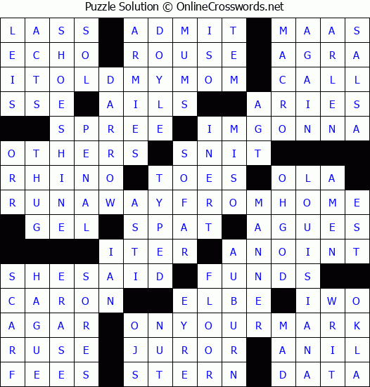 Solution for Crossword Puzzle #8283