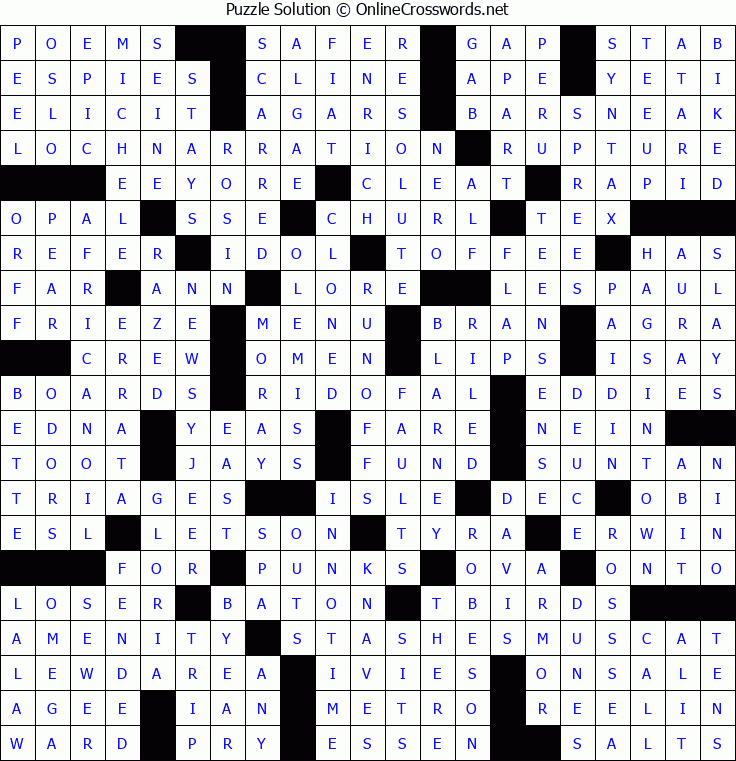 Solution for Crossword Puzzle #8285
