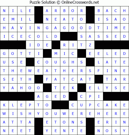Solution for Crossword Puzzle #8287