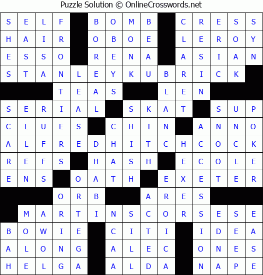 Solution for Crossword Puzzle #8288