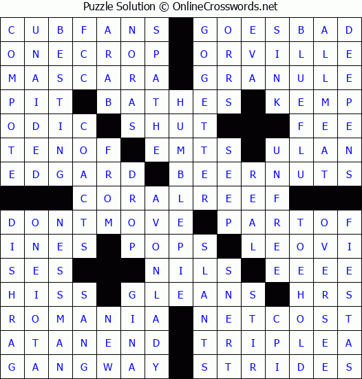 Solution for Crossword Puzzle #8291