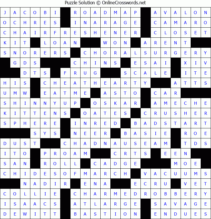 Solution for Crossword Puzzle #8292