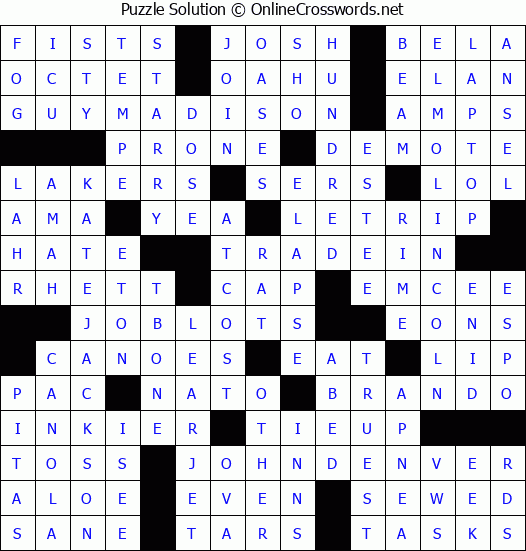 Solution for Crossword Puzzle #8293