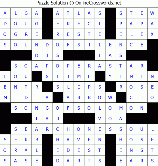 Solution for Crossword Puzzle #8294