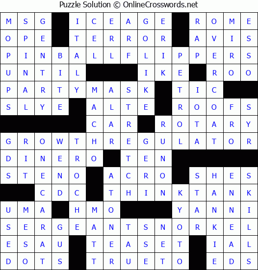 Solution for Crossword Puzzle #8296