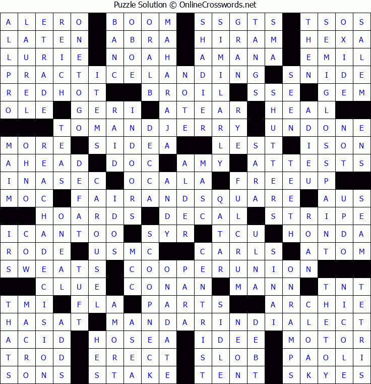 Solution for Crossword Puzzle #8299