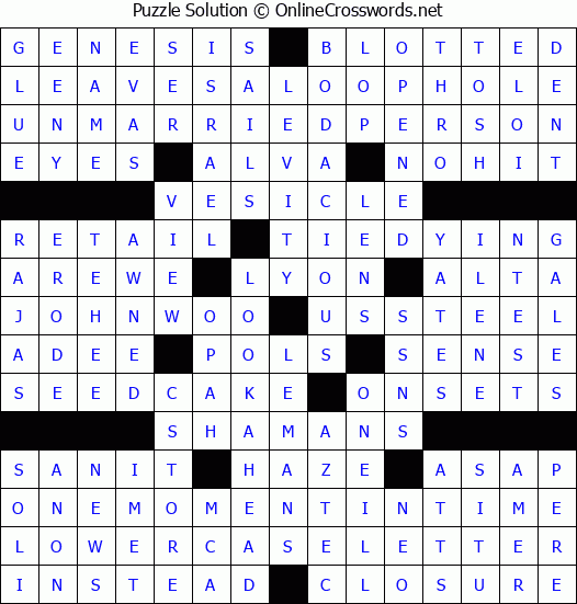 Solution for Crossword Puzzle #8305