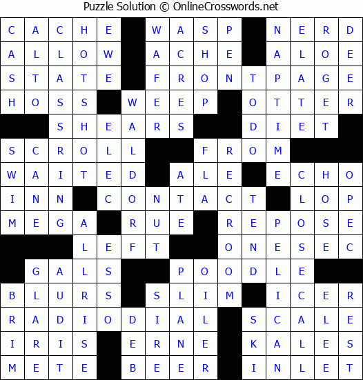 Solution for Crossword Puzzle #8307