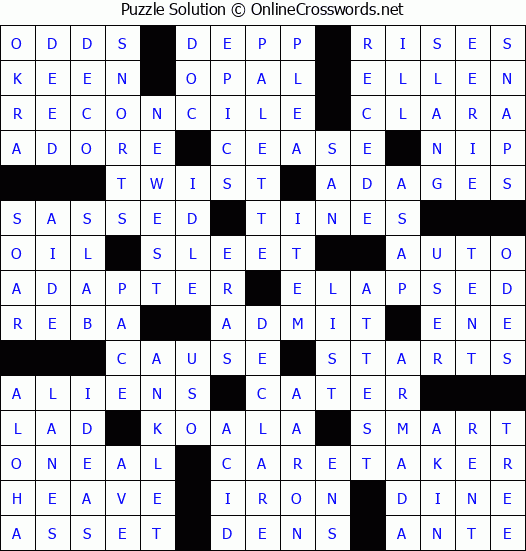 Solution for Crossword Puzzle #83071