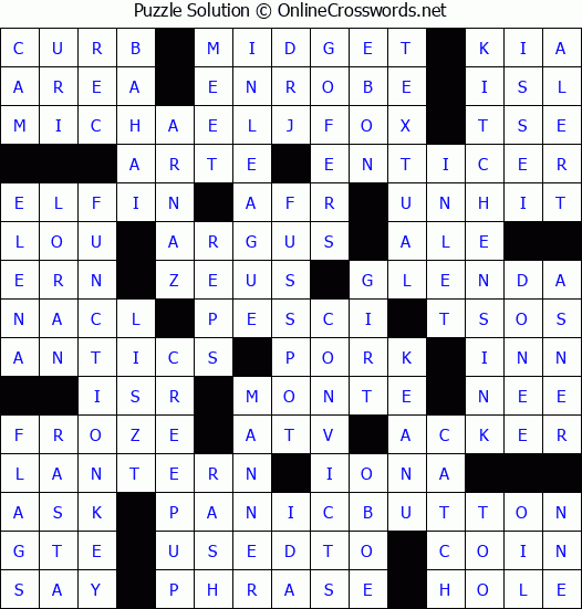 Solution for Crossword Puzzle #8309