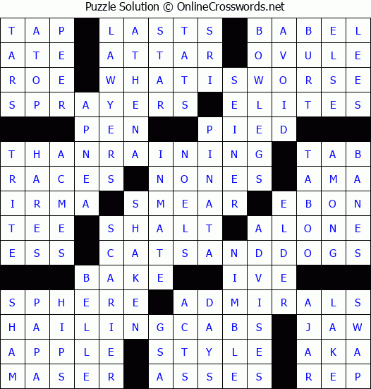 Solution for Crossword Puzzle #8310